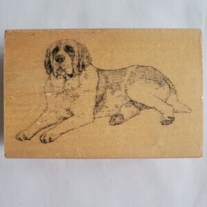 Vintage 2000 Rubber Stamp Saint Bernard Dog Realistic Mounted
